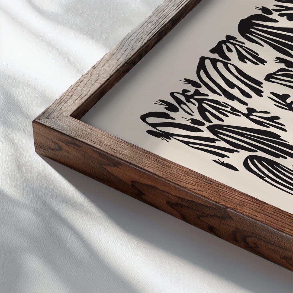 0029 Matisse laperruche black 3x4 close up dark wood mockup