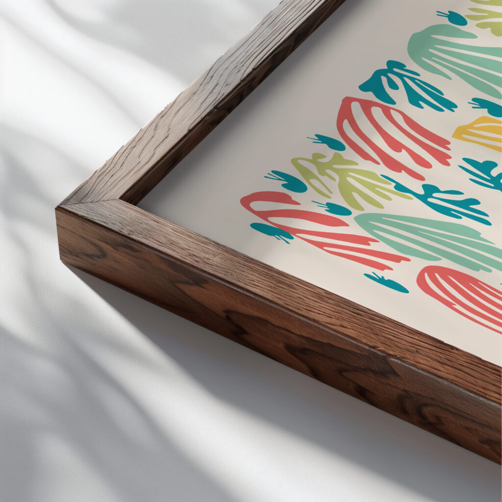 0029 Matisse laperruche retro 3x4 close up dark wood mockup