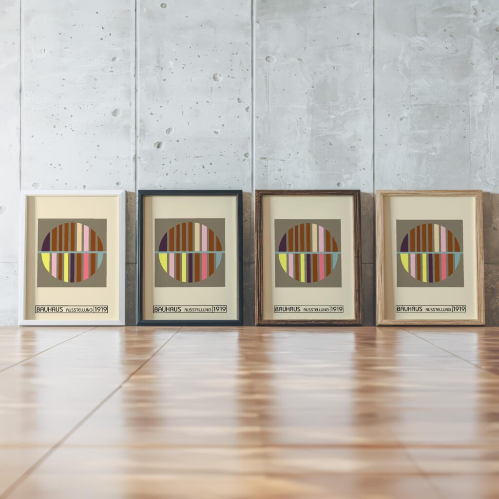 0030 bauhaus5 earth tones 3x4 framed posters mockup