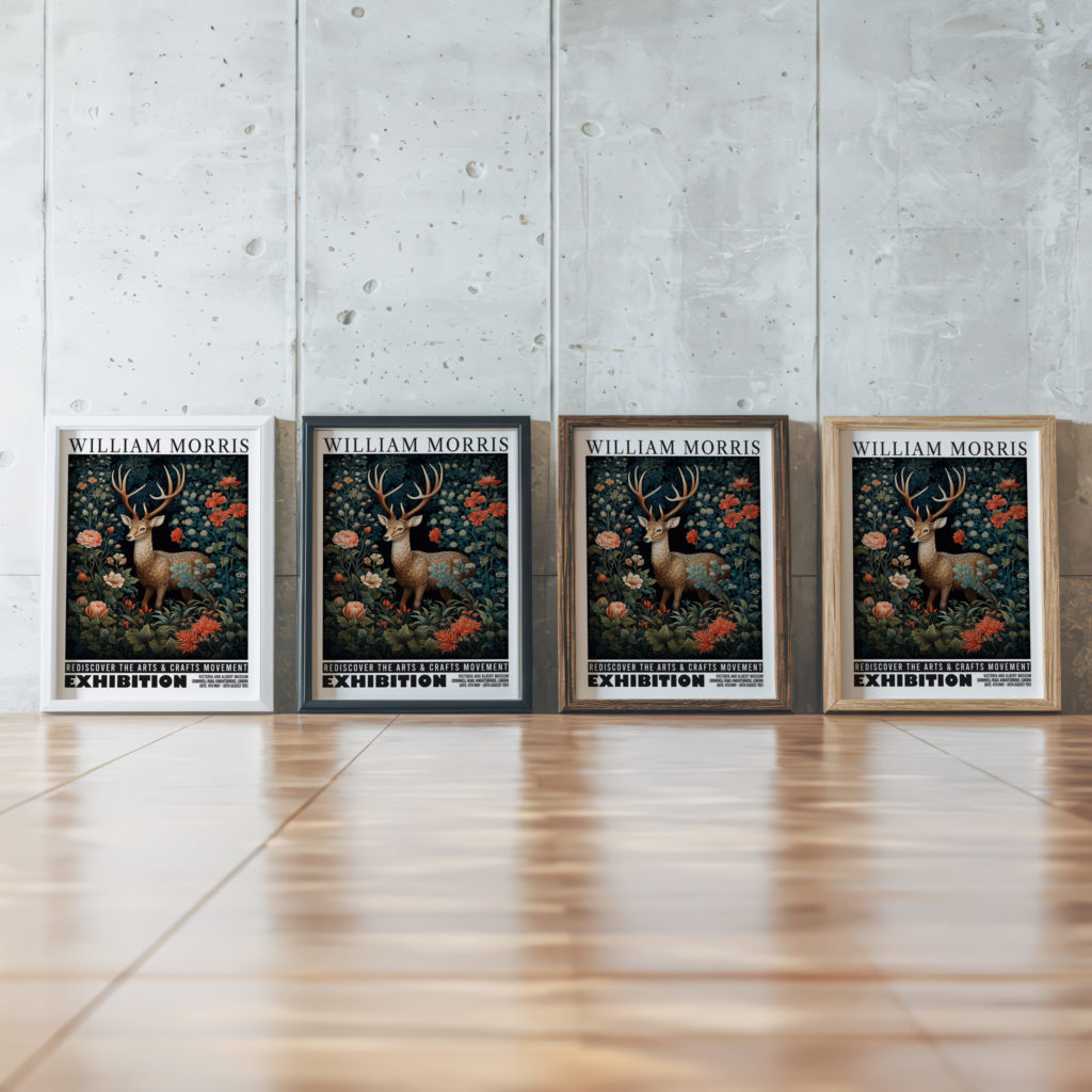 0030 william morris animals exhibition 3x4 framed posters mockup