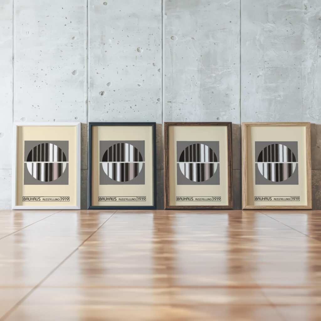 0033 bauhaus5 neutral 3x4 framed posters mockup
