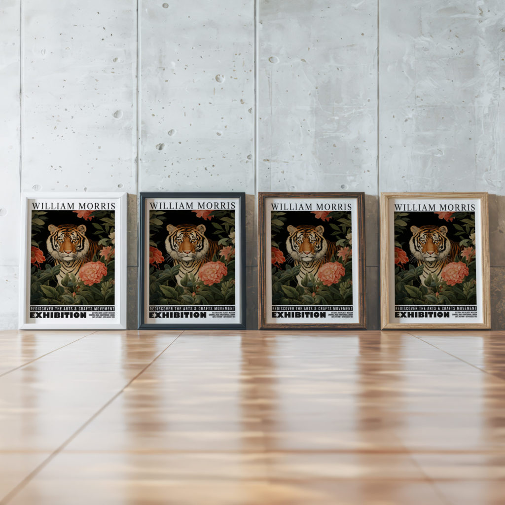 0035 william morris animals exhibition 3x4 framed posters mockup