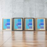 0036 bauhaus6 blue 3x4 framed posters mockup