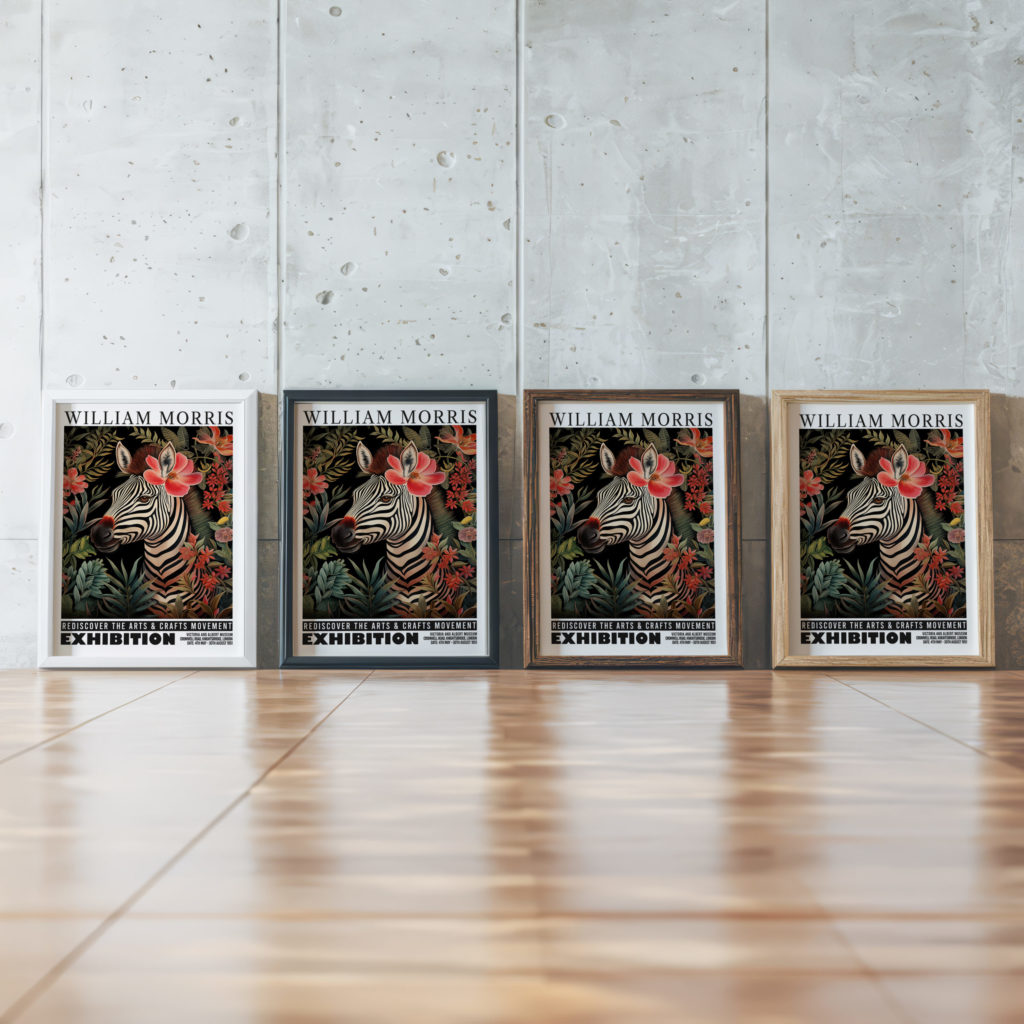 0036 william morris animals exhibition 3x4 framed posters mockup