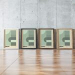 0038 bauhaus6 green 3x4 framed posters mockup