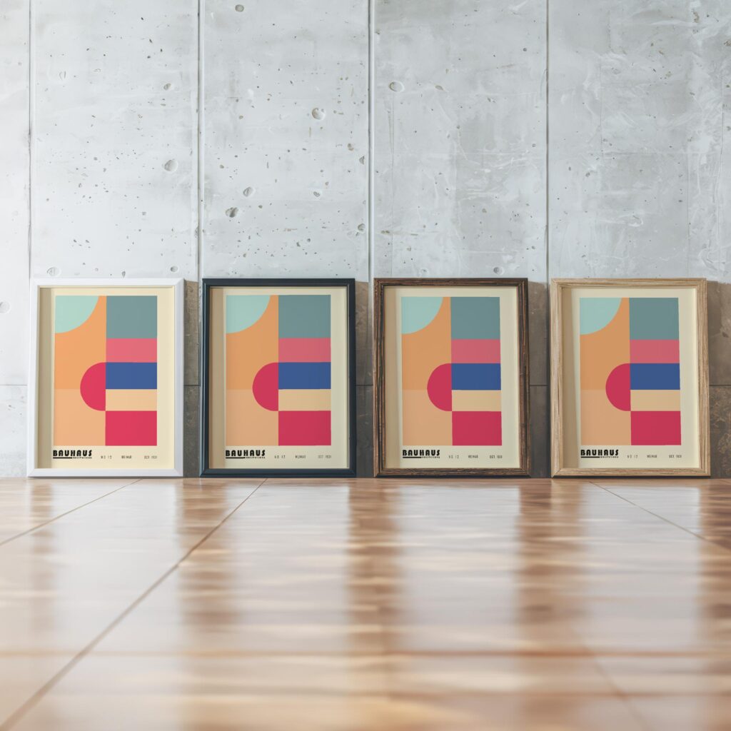 0039 bauhaus6 muted 3x4 framed posters mockup