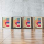 0039 bauhaus6 muted 3x4 framed posters mockup
