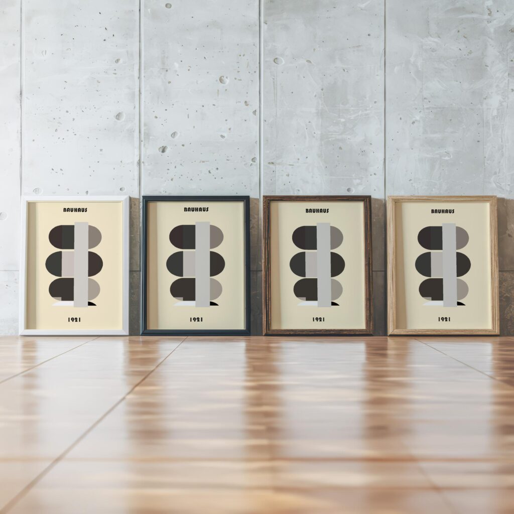 0047 bauhaus7 neutral 3x4 framed posters mockup