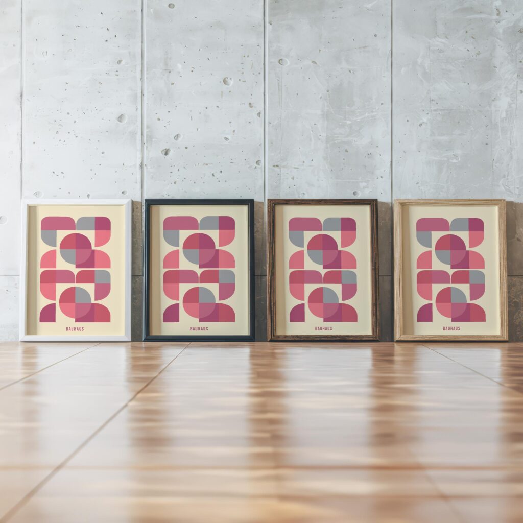 0055 bauhaus8 pink 3x4 framed posters mockup