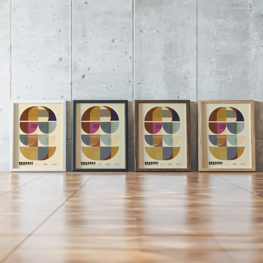 0059 bauhaus9 earth tones 3x4 framed posters mockup