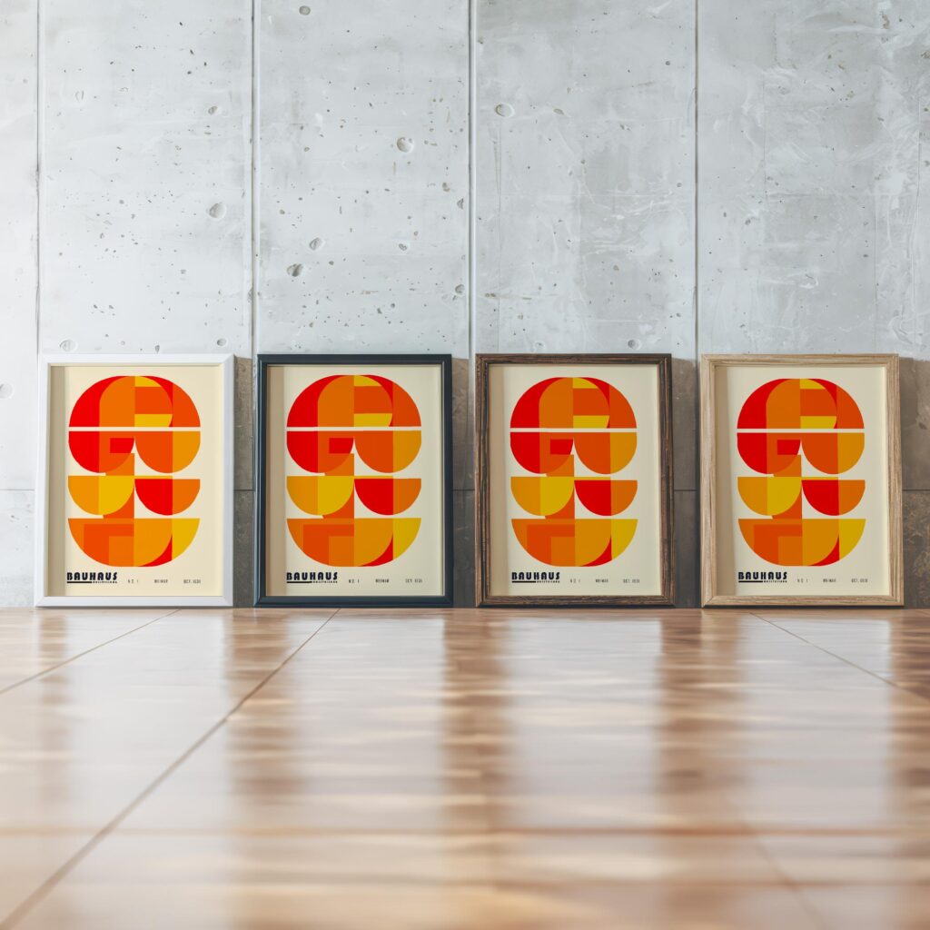 0061 bauhaus9 orange framed posters mockup