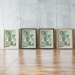 0067 bauhaus10 green 3x4 framed posters mockup