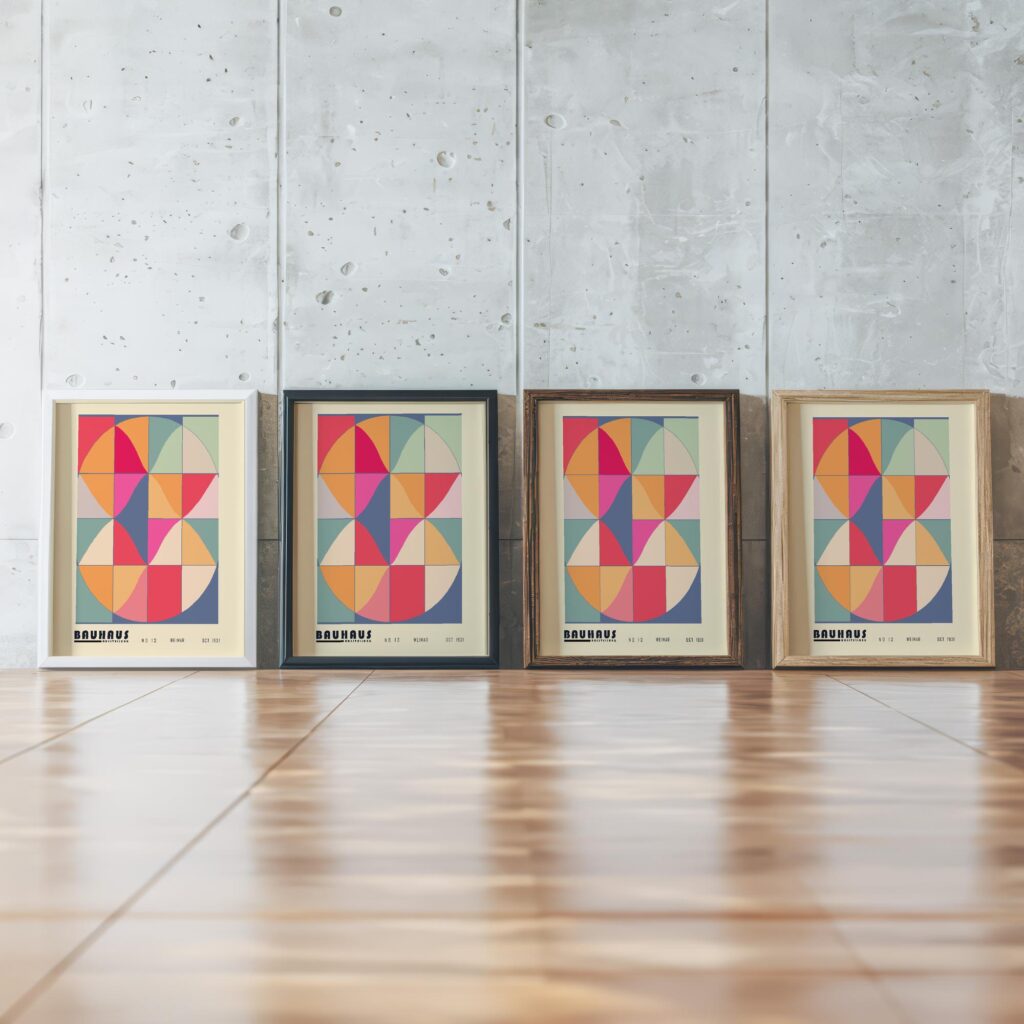 0068 bauhaus10 muted 3x4 framed posters mockup