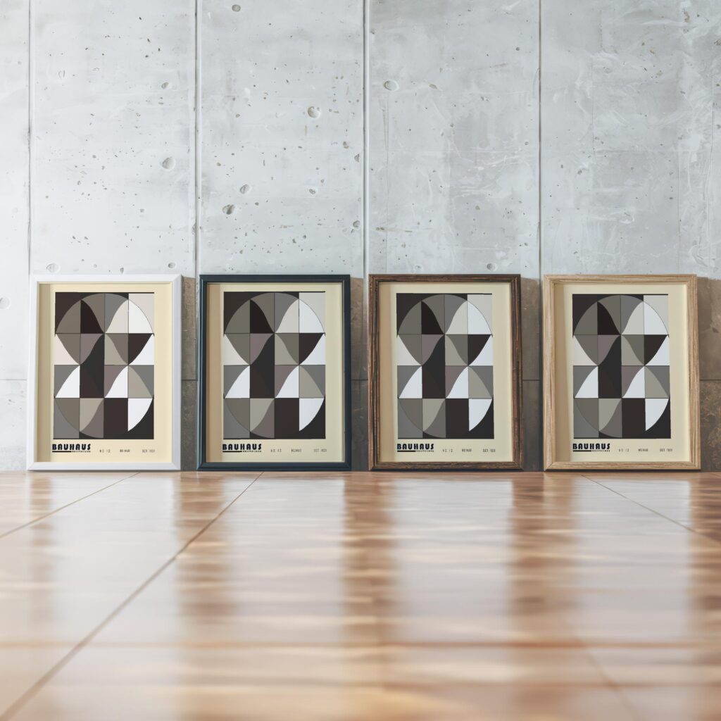 0069 bauhaus10 neutral 3x4 framed posters mockup
