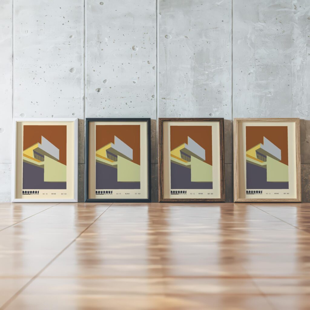 0073 bauhaus11 earth tones 3x4 framed posters mockup