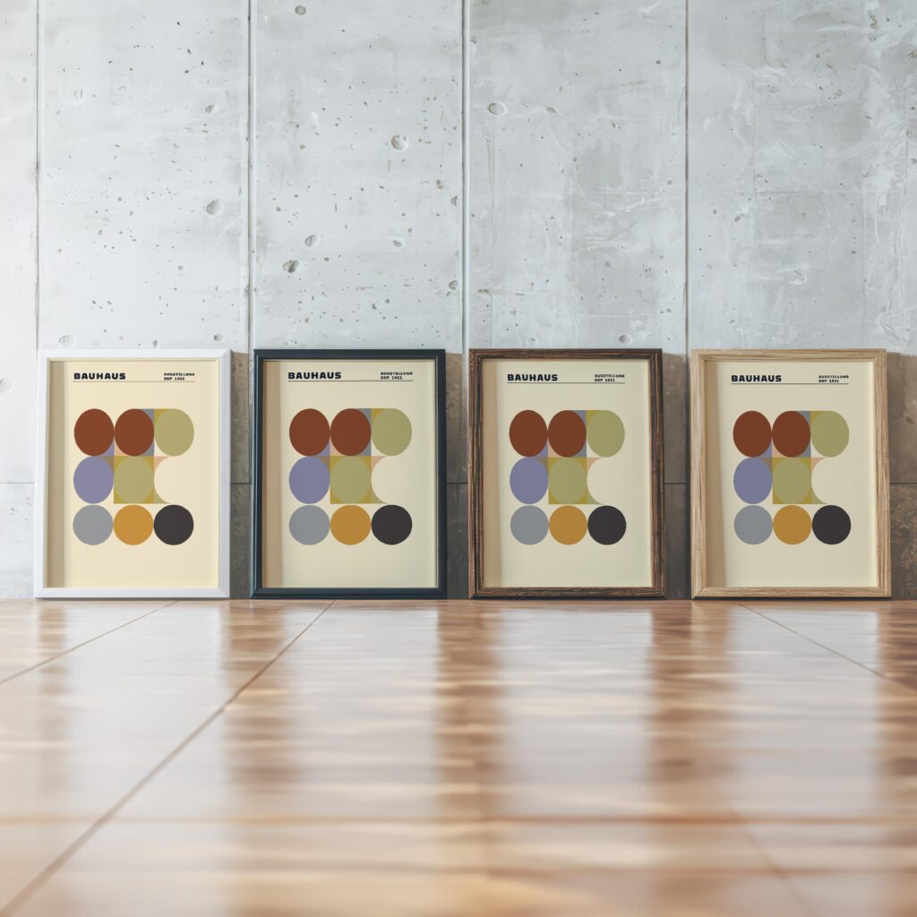 0080 bauhaus12 earth tones 3x4 framed posters mockup