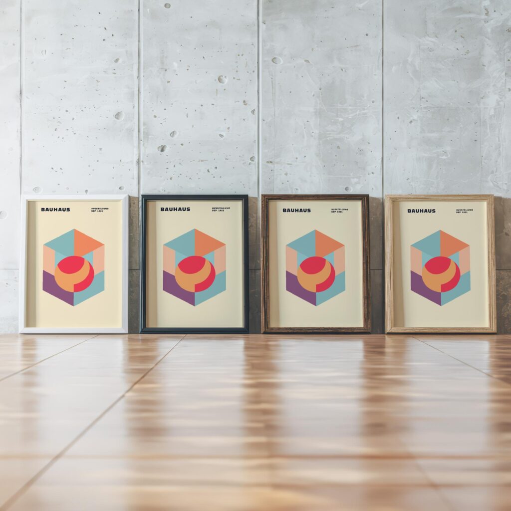 0090 bauhaus14 muted 3x4 framed posters mockup