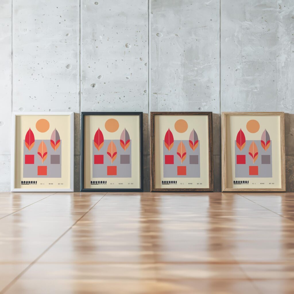 0097 bauhaus15 muted 3x4 framed posters mockup