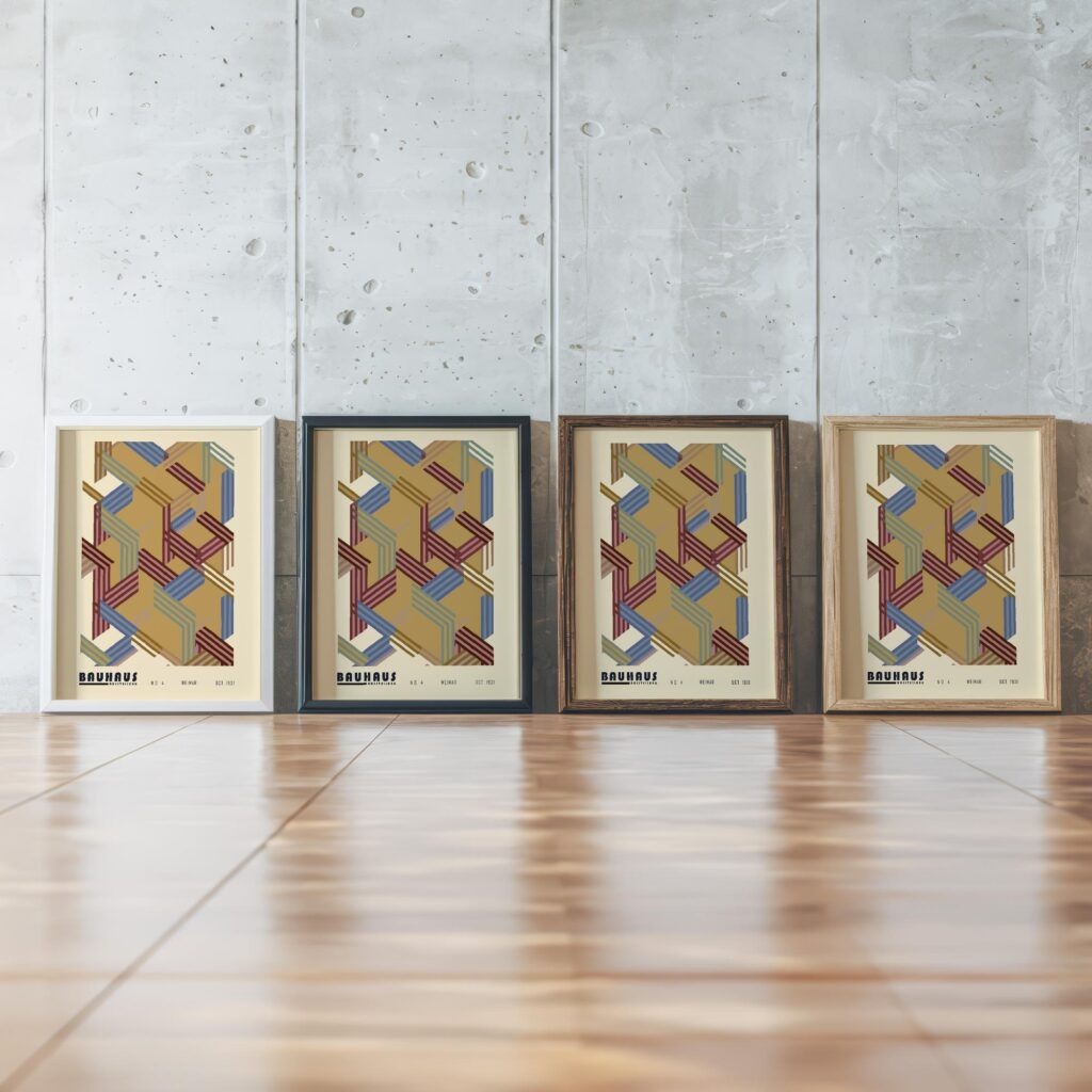 0104 bauhaus17 earth tones 3x4 framed posters mockup