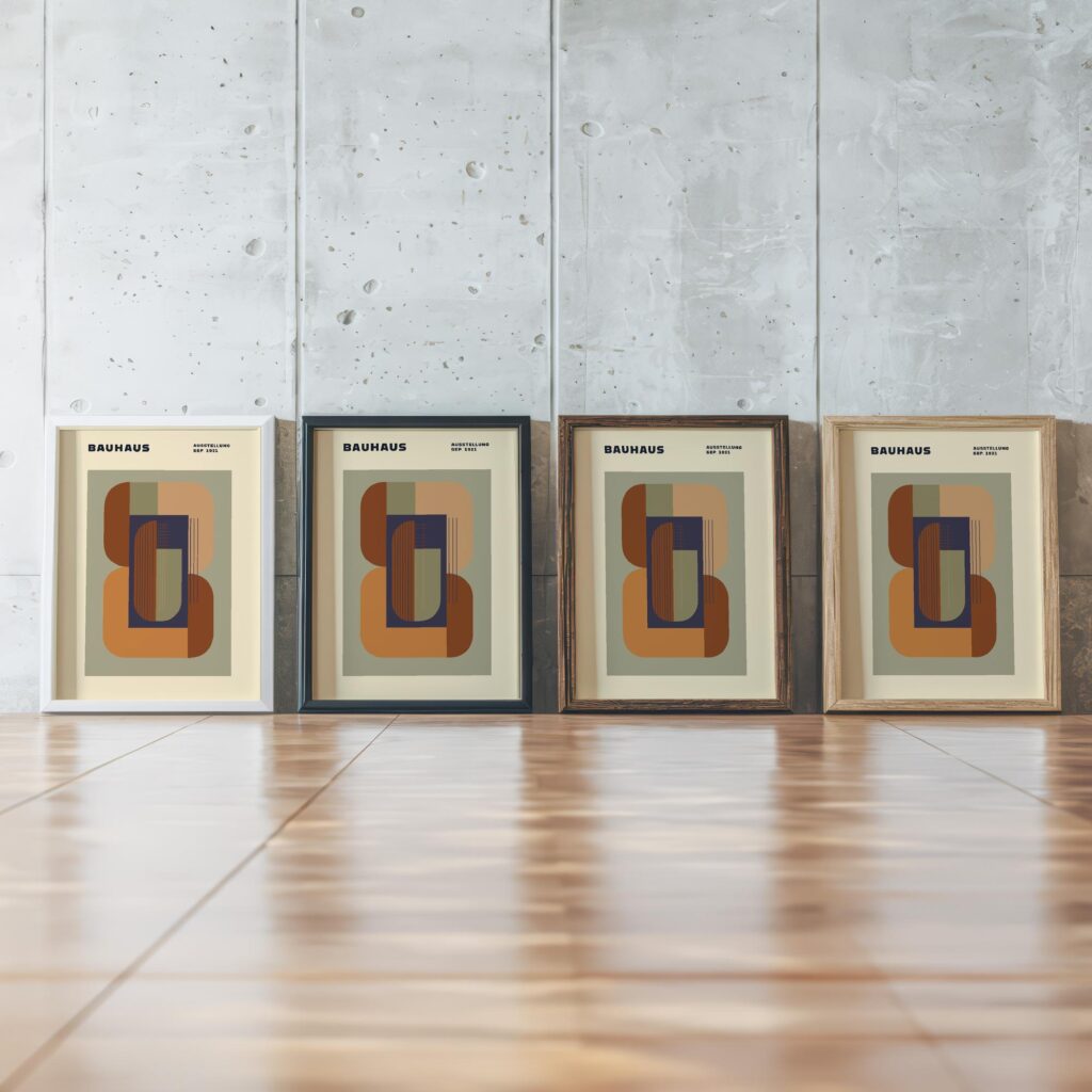 0111 bauhaus18 earth tones 3x4 framed posters mockup