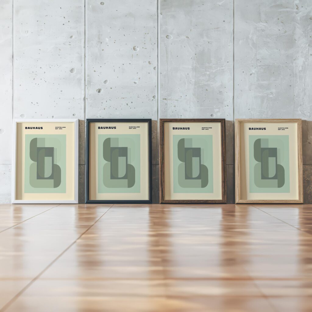 0112 bauhaus18 green 3x4 framed posters mockup