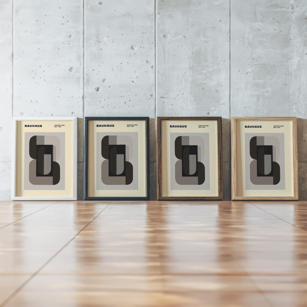 0114 bauhaus18 neutral 3x4 framed posters mockup