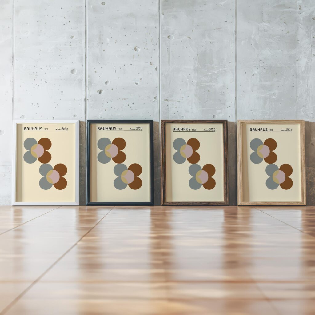 0118 bauhaus19 earth tones 3x4 framed posters mockup