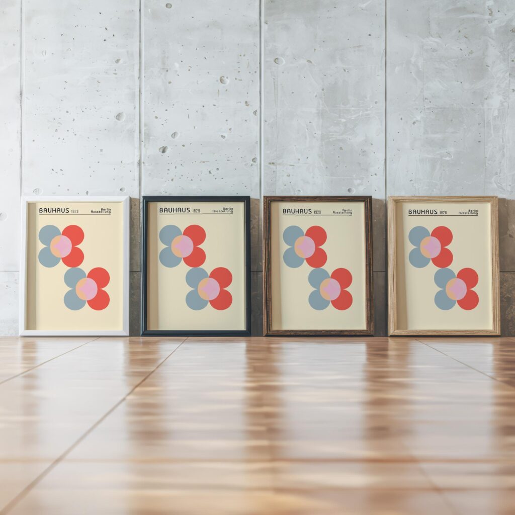 0120 bauhaus19 muted 3x4 framed posters mockup