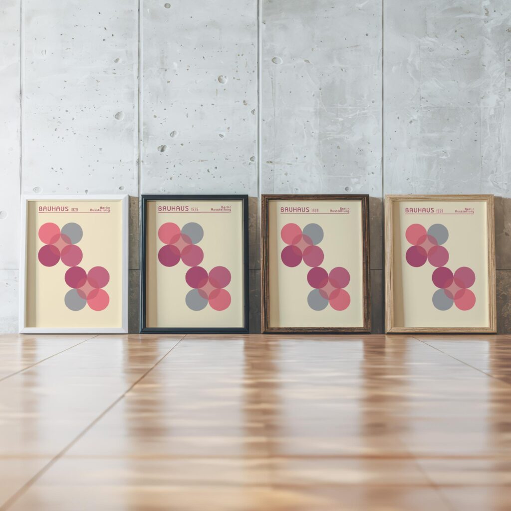 0123 bauhaus19 pink 3x4 framed posters mockup