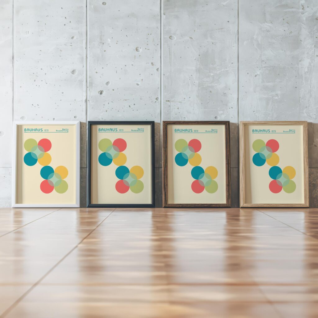0124 bauhaus19 retro 3x4 framed posters mockup