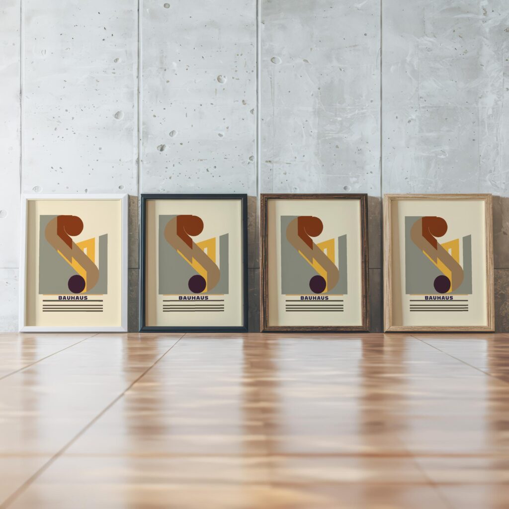 0127 bauhaus20 earth tones 3x4 framed posters mockup