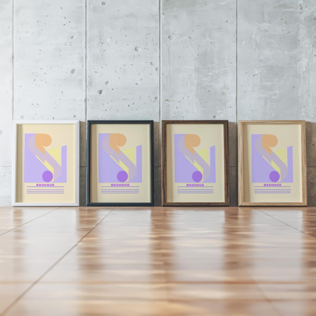 0131 bauhaus20 pink 3x4 framed posters mockup