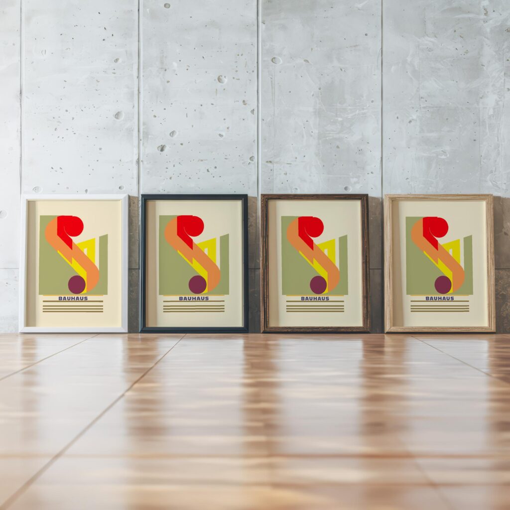 0132 bauhaus20 summer 3x4 framed posters mockup