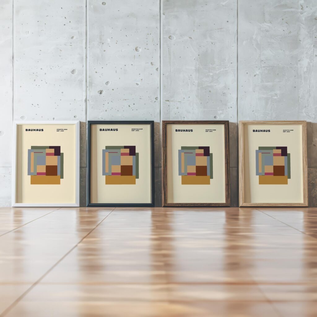 0134 bauhaus21 earth tones 3x4 framed posters mockup
