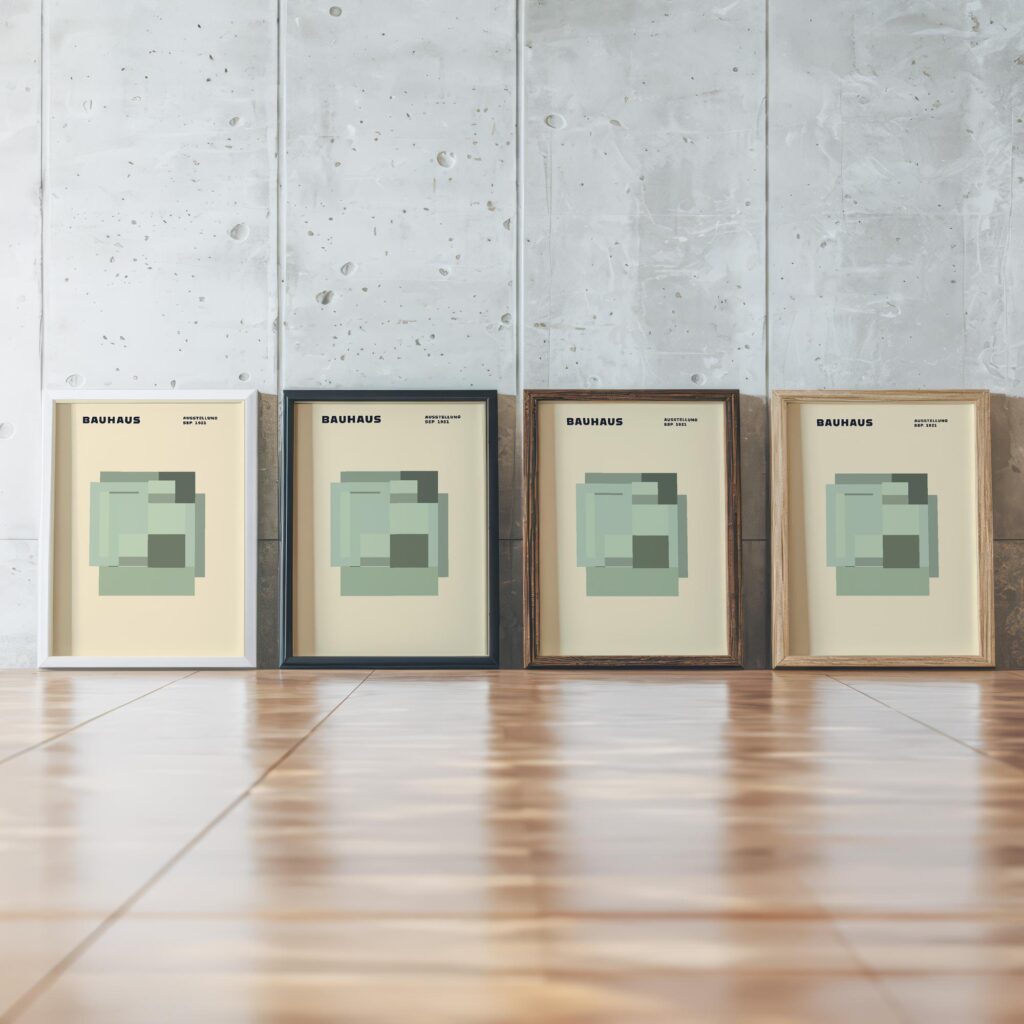 0135 bauhaus21 green 3x4 framed posters mockup