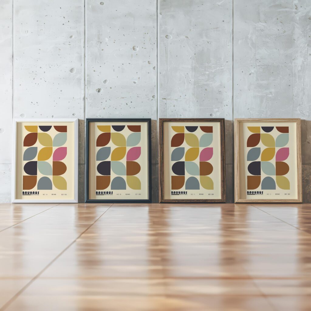 0140 bauhaus22 earth tones 3x4 framed posters mockup