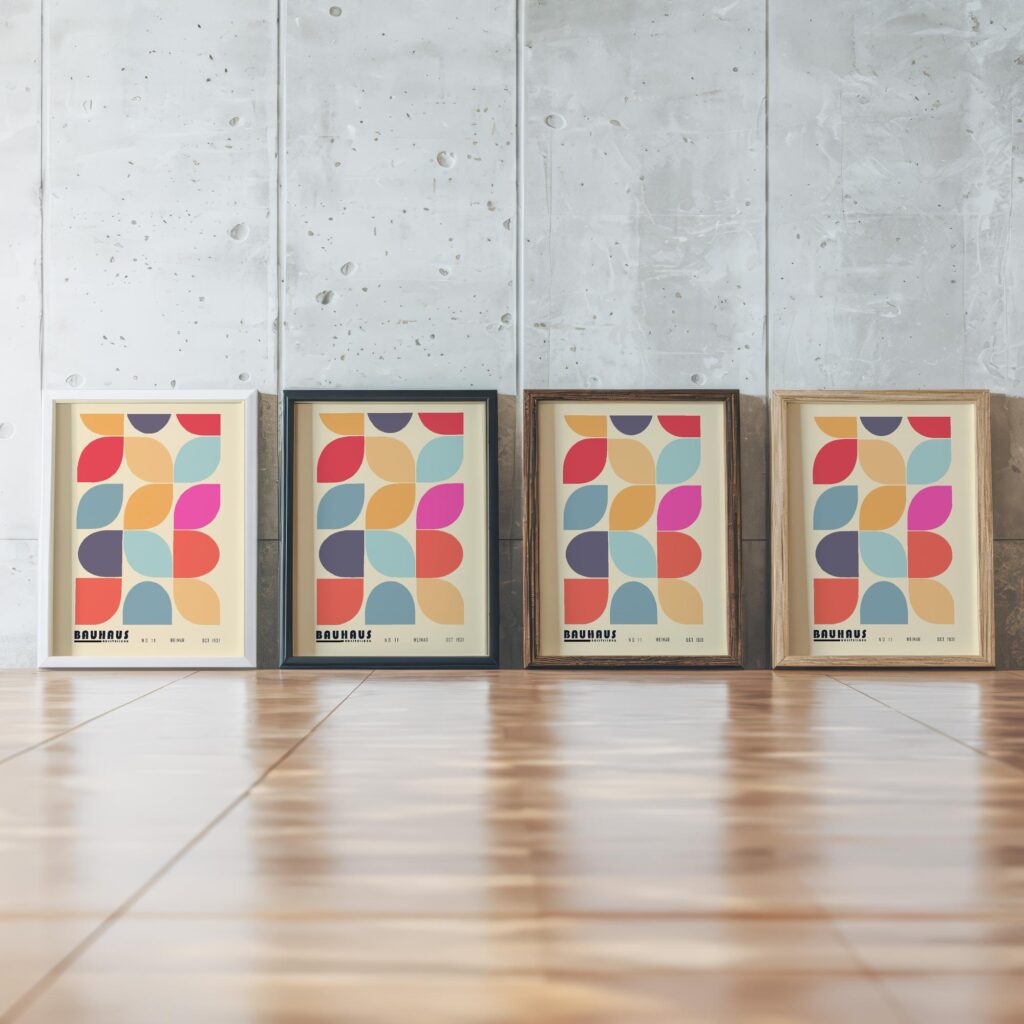 0141 bauhaus22 muted 3x4 framed posters mockup
