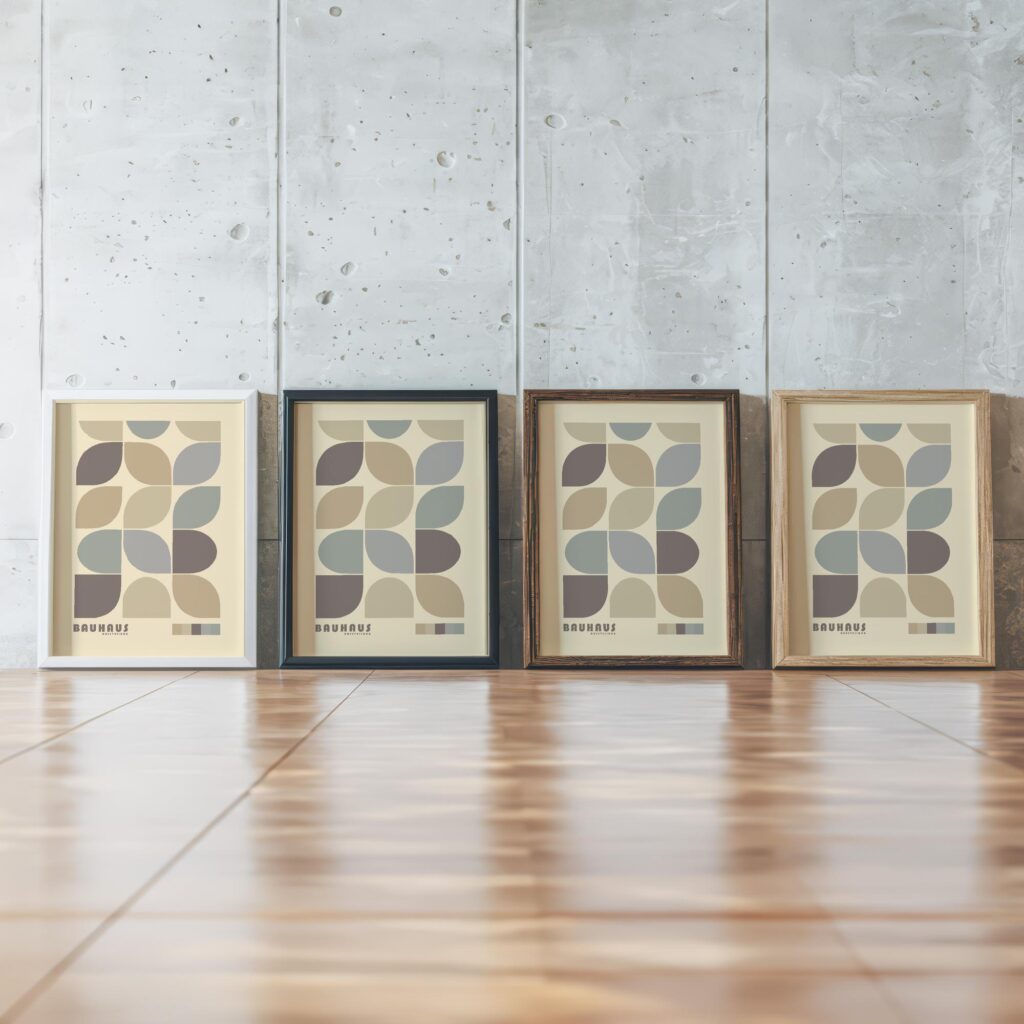 0145 bauhaus22 neutral 3x4 framed posters mockup