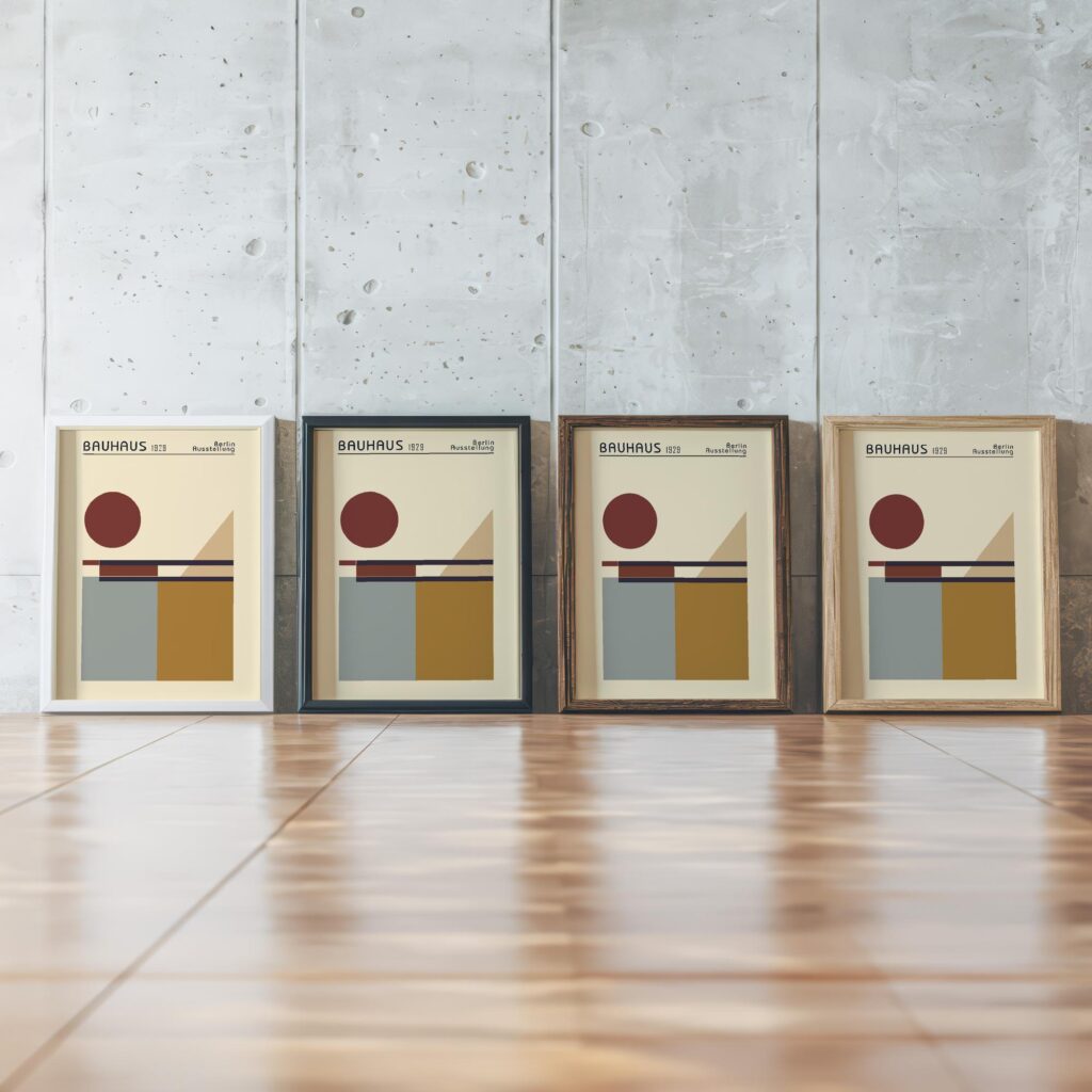 0150 bauhaus23 earth tones 3x4 framed posters mockup