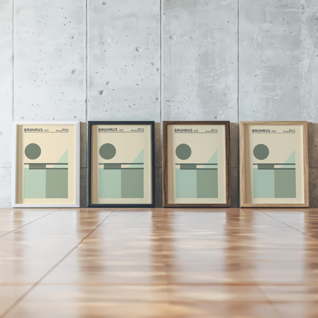 0151 bauhaus23 green 3x4 framed posters mockup