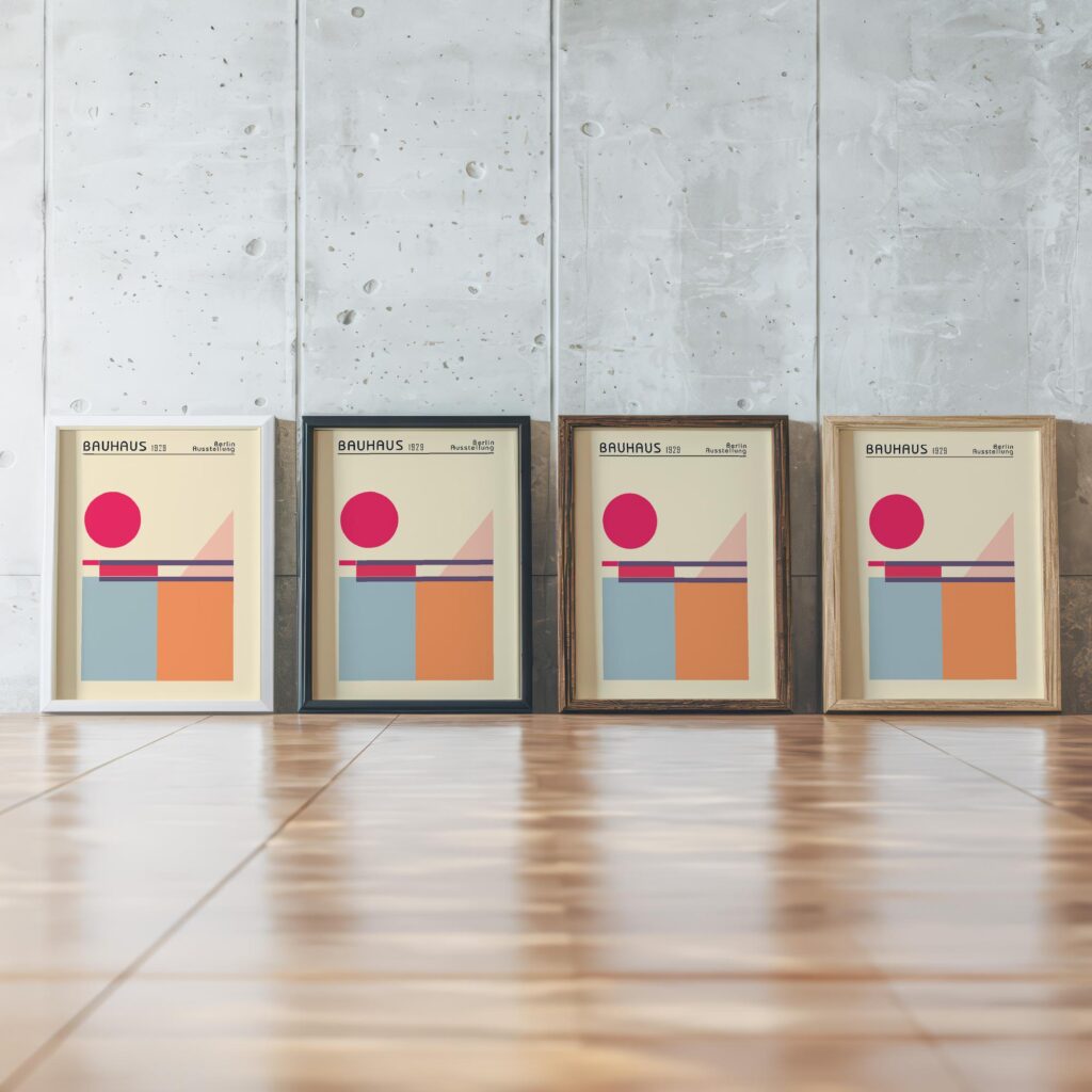 0152 bauhaus23 muted 3x4 framed posters mockup