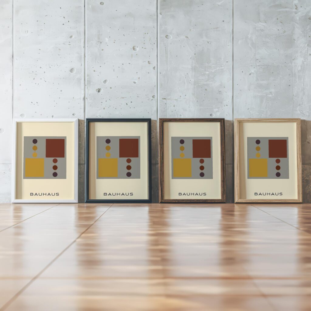 0157 bauhaus24 earth tones 3x4 framed posters mockup