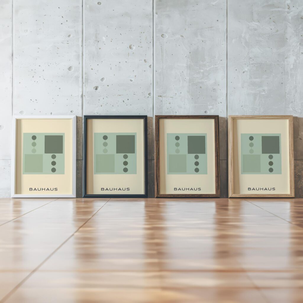 0158 bauhaus24 green 3x4 framed posters mockup