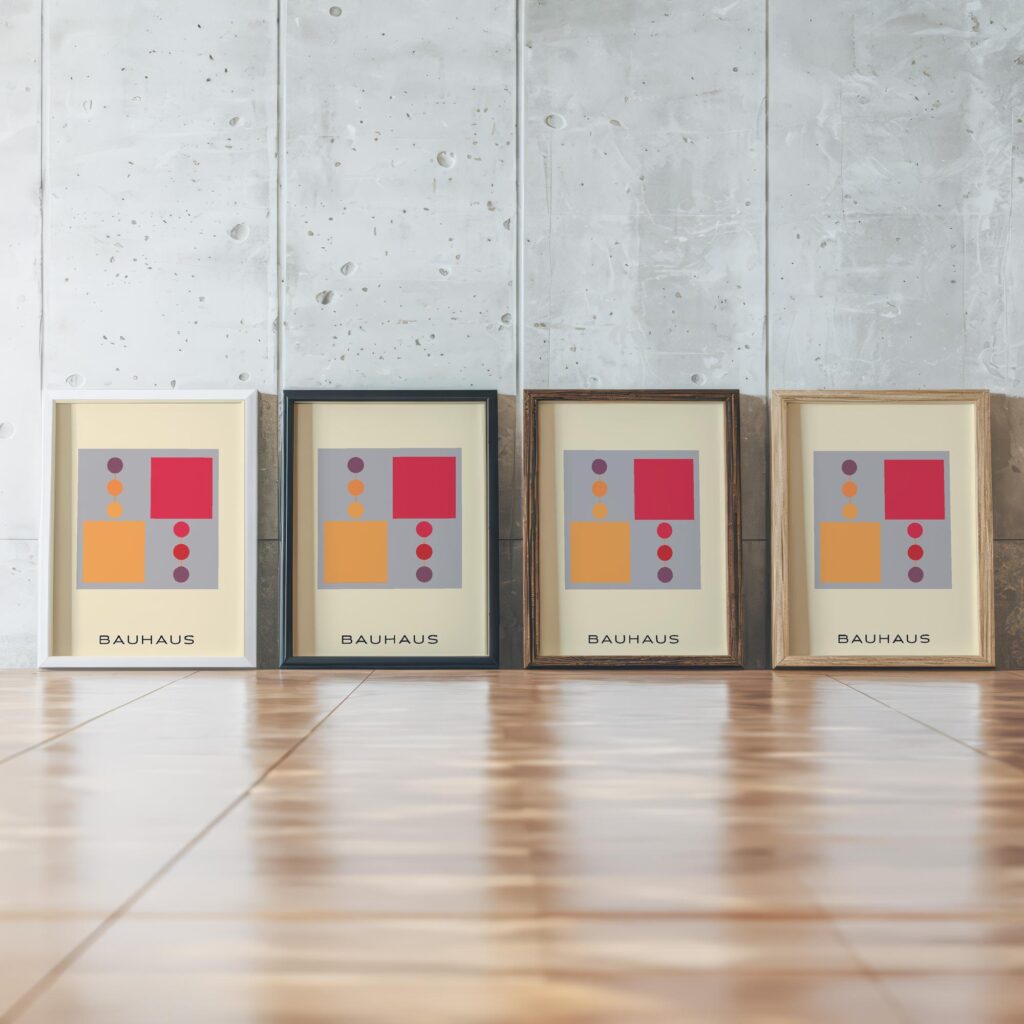 0159 bauhaus24 muted 3x4 framed posters mockup