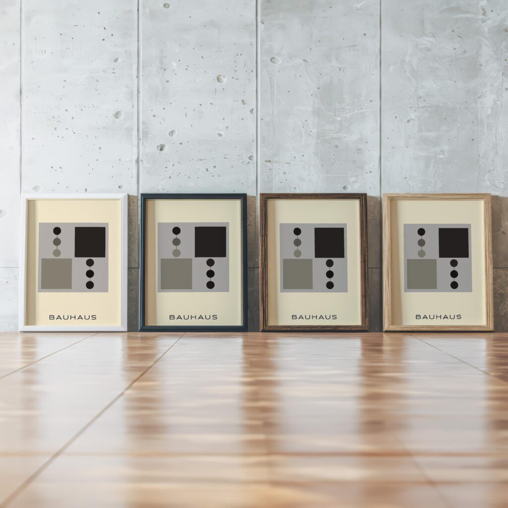 0160 bauhaus24 neutral 3x4 framed posters mockup