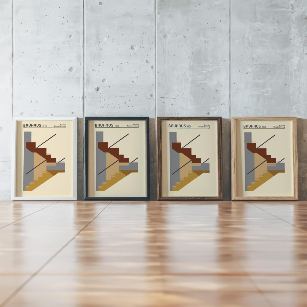 0164 bauhaus25 earth tones 3x4 framed posters mockup
