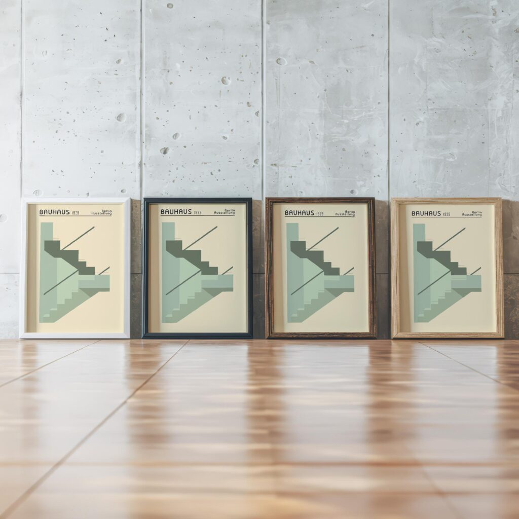 0165 bauhaus25 green 3x4 framed posters mockup