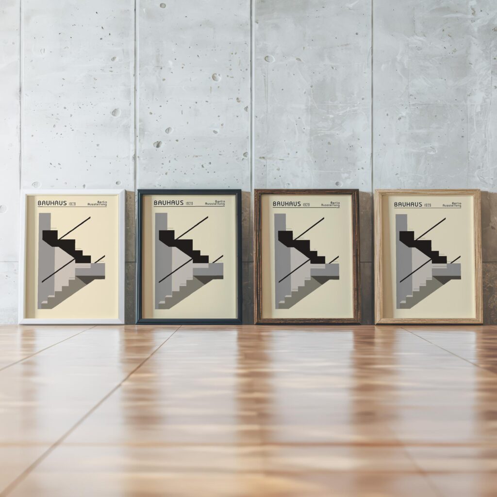 0167 bauhaus25 neutral 3x4 framed posters mockup
