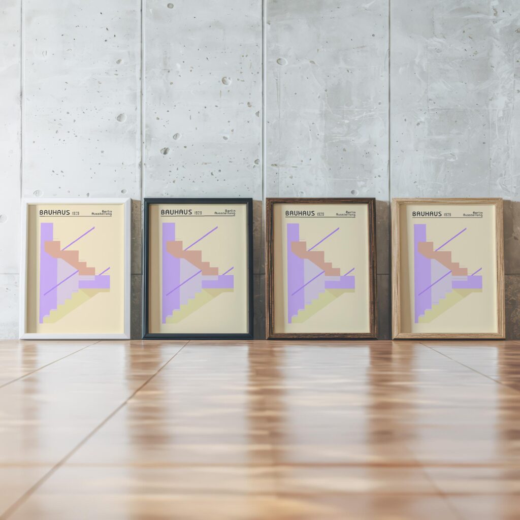 0168 bauhaus25 pink 3x4 framed posters mockup