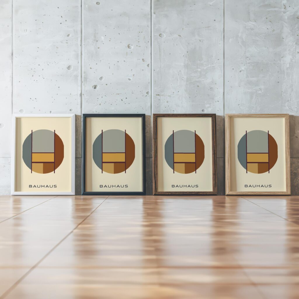 0171 bauhaus26 earth tones 3x4 framed posters mockup